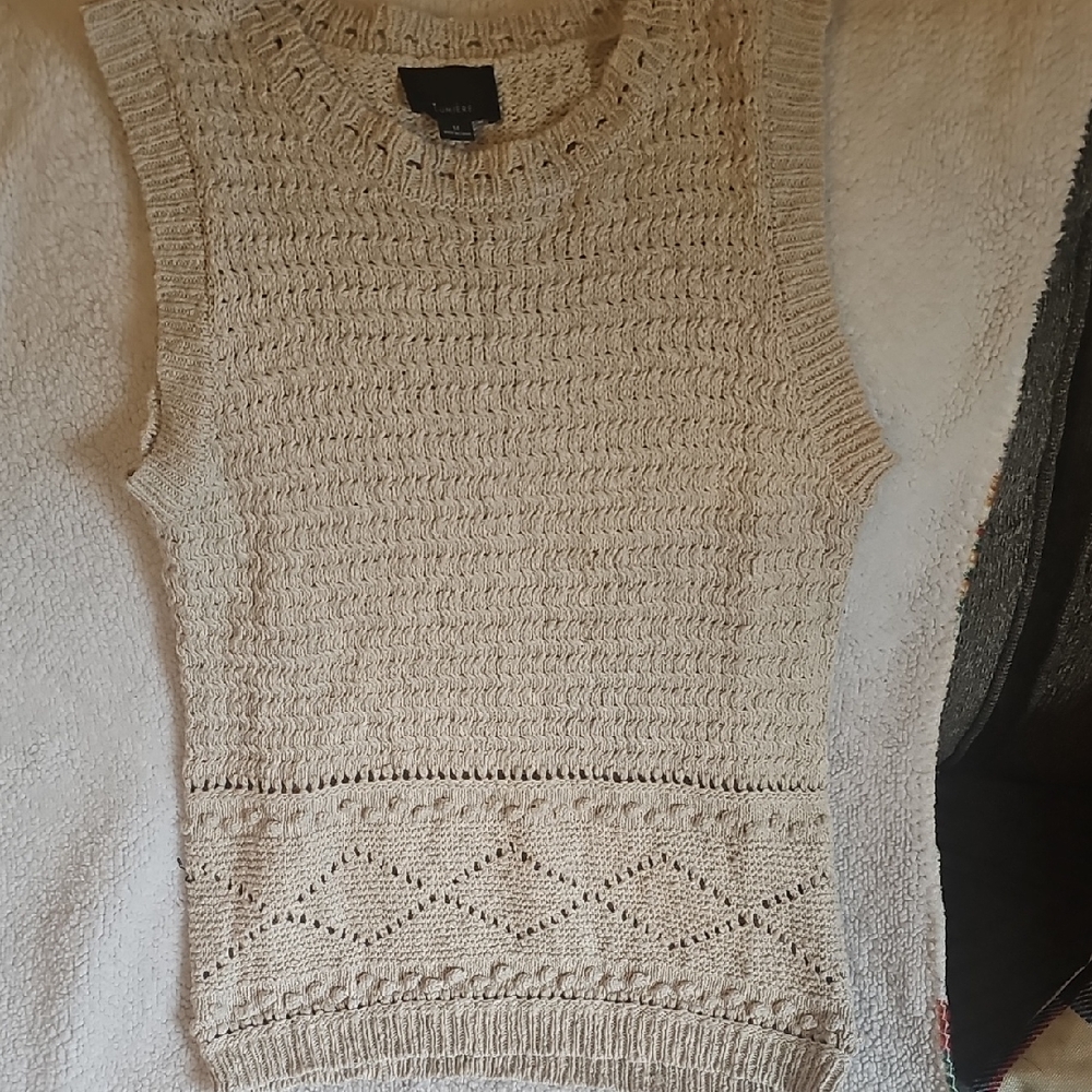 Lumiere Cream Sleeveless Knit Top
